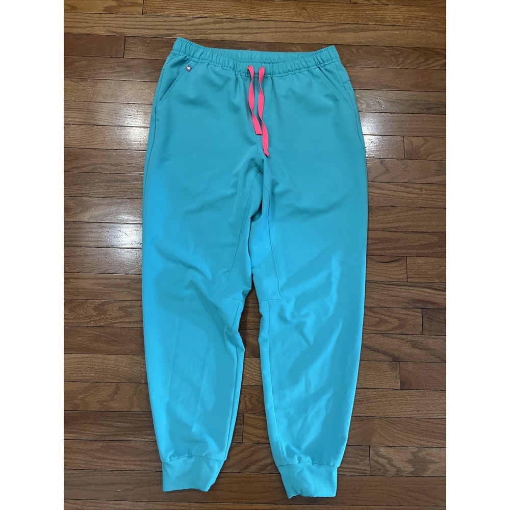 FIGS Tansen Jogger Scrub Pants Men's M Turquoise Teal Pink Drawstring 29"